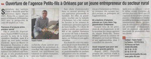 Un jeune entrepreneur du secteur rural ouvre son agence Petits-fils à Orléans - Loiret Agricole et Rural