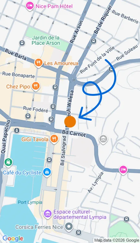 Localisation de l'agence Agence d’aide à domicile Petits-fils Nice Carabacel