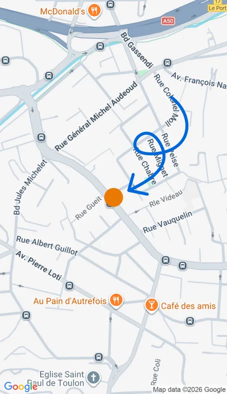 Localisation de l'agence Agence d’aide à domicile Petits-fils Toulon Centre Ouest