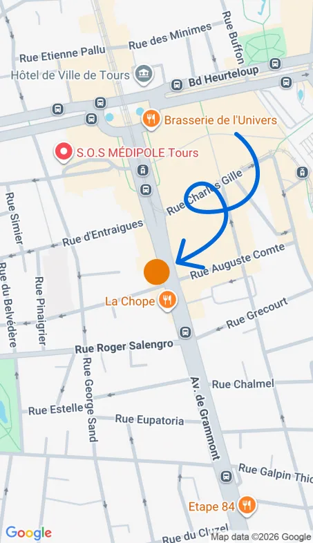 Localisation de l'agence Agence d’aide à domicile Petits-fils Tours Centre