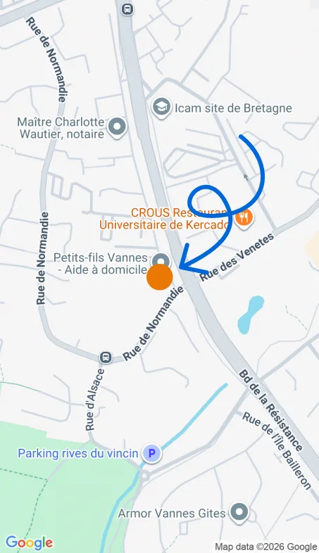 Localisation de l'agence Agence d’aide à domicile Petits-fils Vannes
