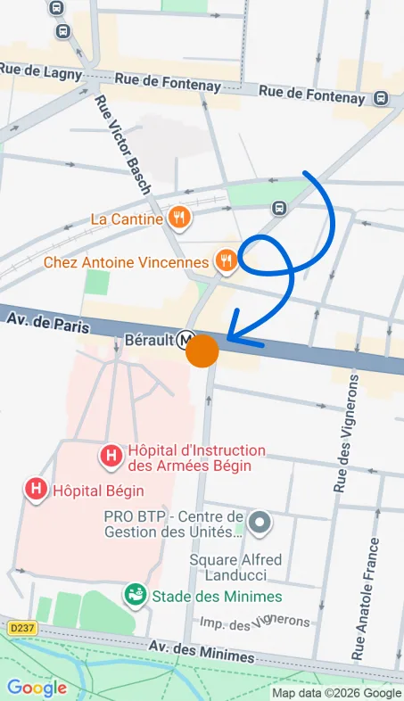 Localisation de l'agence Agence d’aide à domicile Petits-fils Vincennes - Nord Val-de-Marne